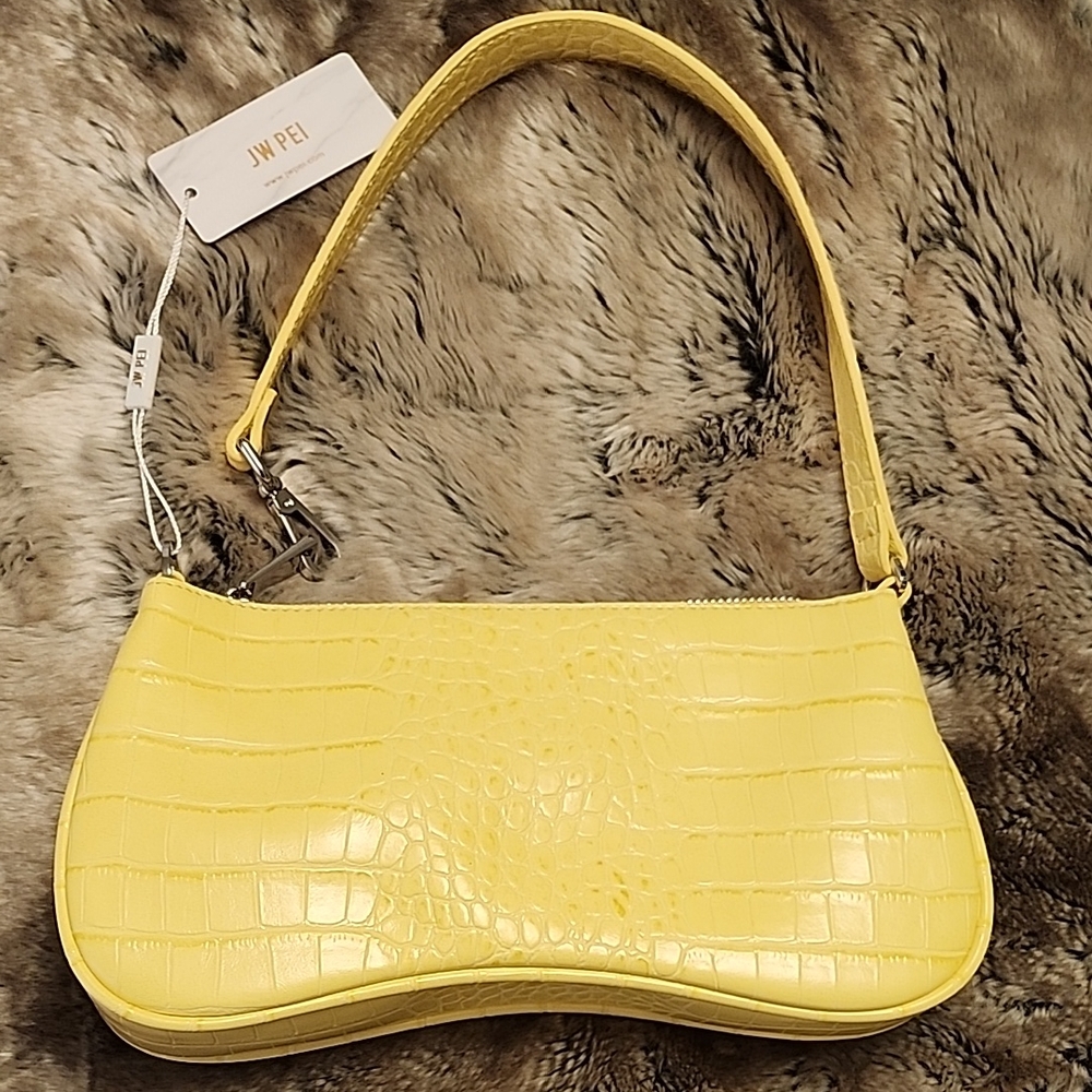 JW PEI Vibrant Yellow Croc Shoulder Bag